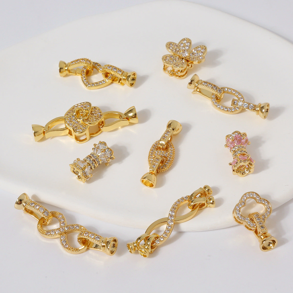 18K Gold Plated Zircon Pearl Clasps