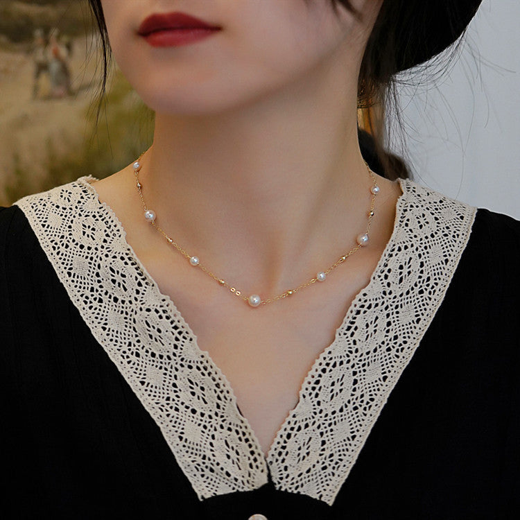 Natural Freshwater Pearl Starry Sky Necklace - Small - Batch Fashionable Collarbone Chain