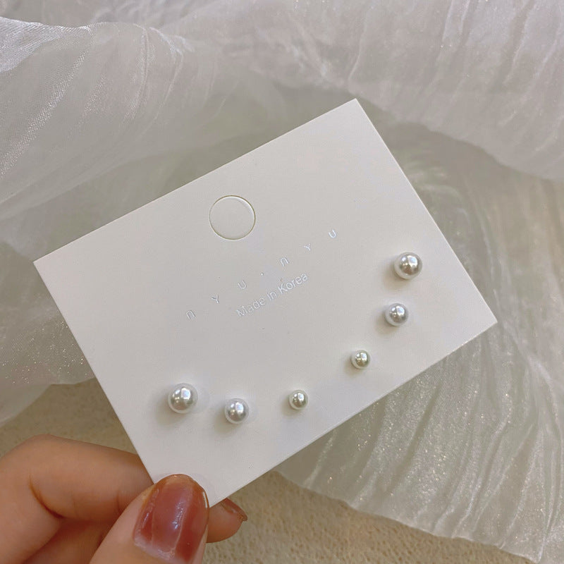 Tiny Round Pearl Stud Set - Hypoallergenic Healing Earrings for Women