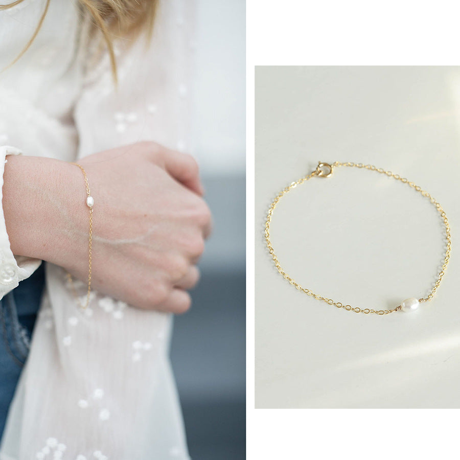 18K Gold Plated Titanium Steel - Tarnish Resistant Natural Freshwater Pearl Necklace
