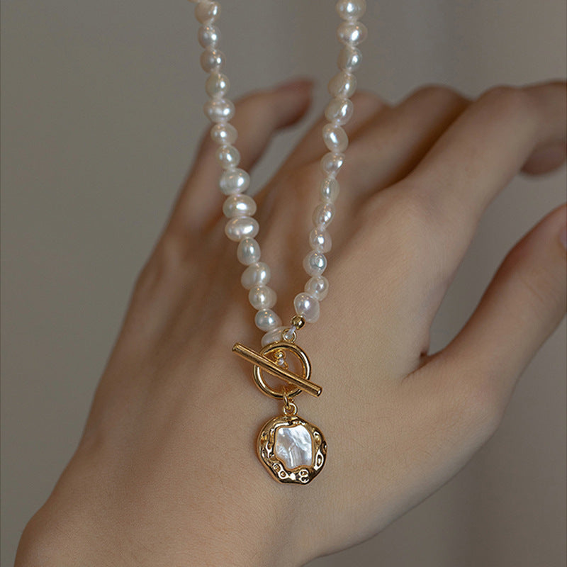 Natural Freshwater Baroque Pearl Necklace - Double-Sided Shine Irregular Long Sweater Chain Women's Versatile