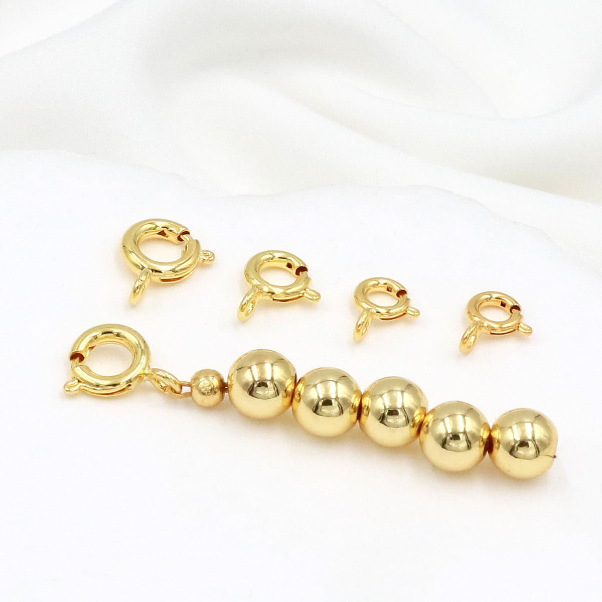 18K Real Gold Plated O-Shape Spring Clasp | DIY Jewelry Necklace Clasp (Rose Gold/White Gold) - Durable Gold Cord Lock B92