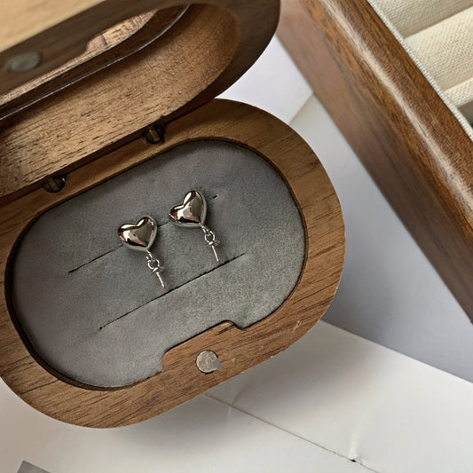 S925 Sterling Silver Heart Earring Settings - DIY Semi - finished Pearl Parts