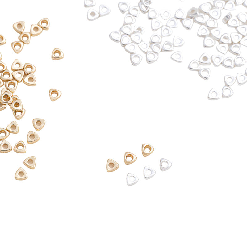 2mm Triangle Gold Flake Spacer Beads - Silver Flake Loose Beads for DIY Jewelry