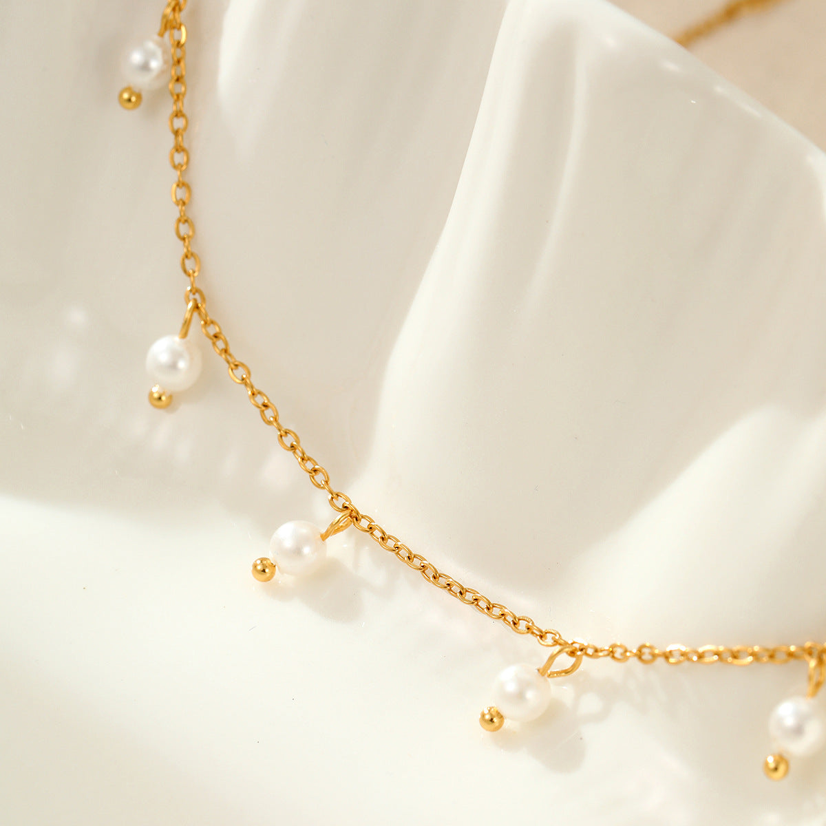 Minimalist 18K Gold Plated Pearl Tassel Necklace - Ins Style High-End  Chain for Women