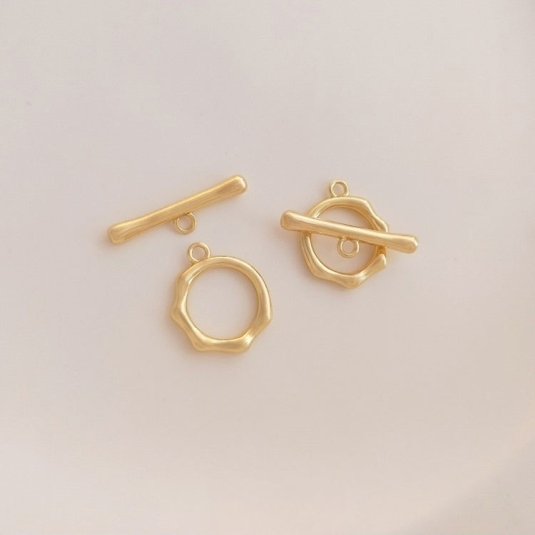 14K Gold Plated Multi-Faceted Round OT Clasp | DIY Jewelry Connector