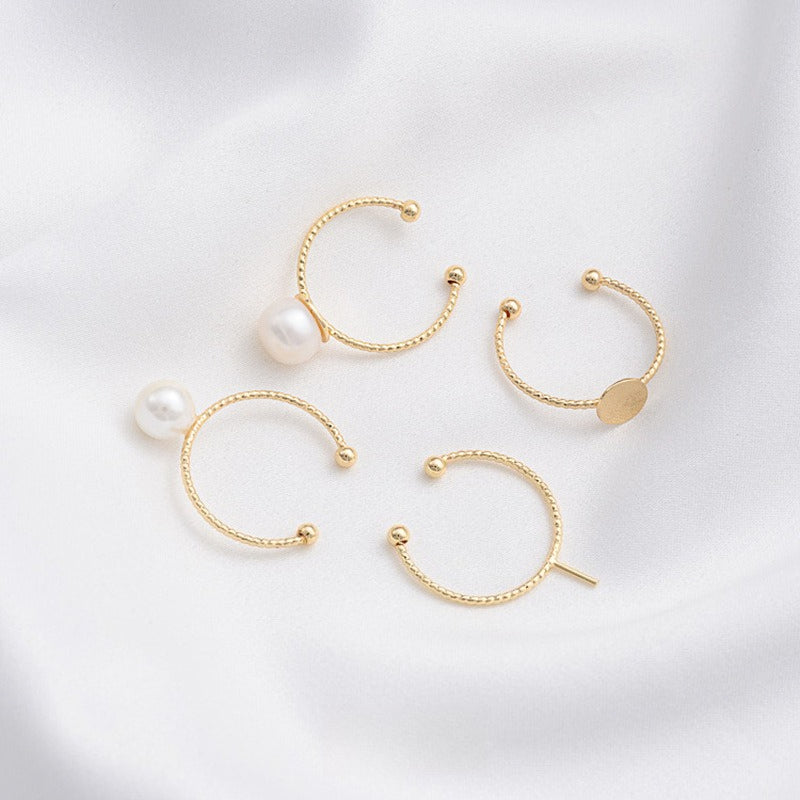 Tarnish-Resistant 14K Gold Plated Ring Settings | Flat/Open Filigree DIY Ring Blanks - For Half-Drilled Beads & Glue-On Cabochons