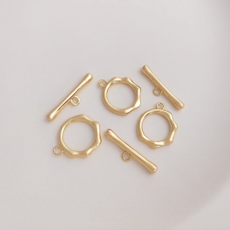 14K Gold Plated Multi-Faceted Round OT Clasp | DIY Jewelry Connector
