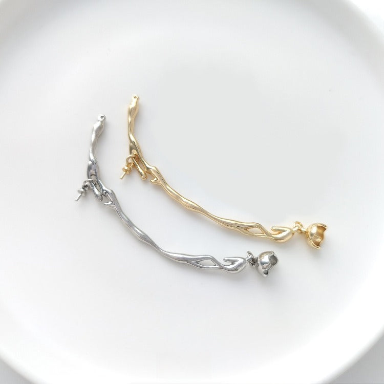 14K Gold Plated Lava Texture Branch Connectors