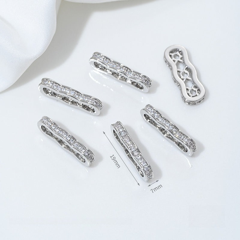 14K Gold Filled Tarnish-Resistant Peanut CZ Spacers - Double & Triple-Row Separators for DIY Jewelry
