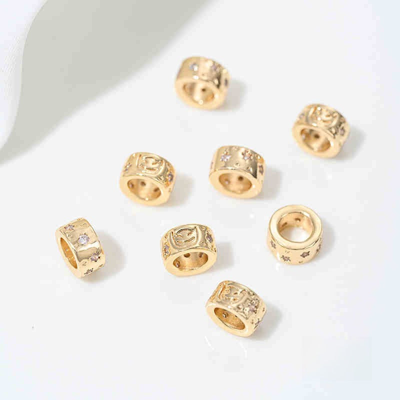 High Color Retention 14K Gold Plated Zircon-Embedded Large Hole Bead Pendant | DIY Jewelry Accessory