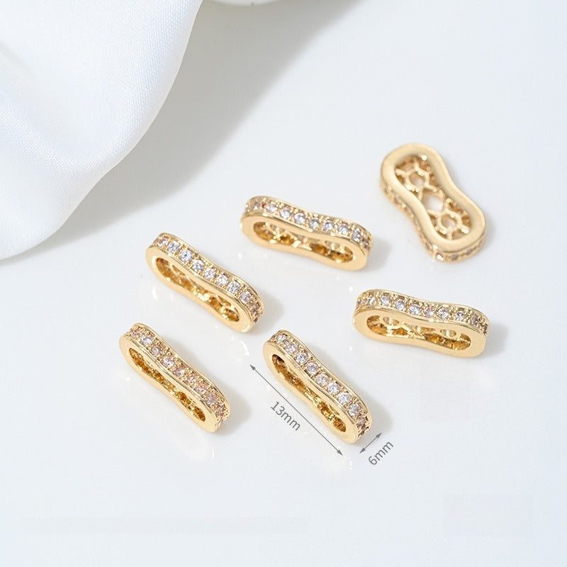 14K Gold Filled Tarnish-Resistant Peanut CZ Spacers - Double & Triple-Row Separators for DIY Jewelry