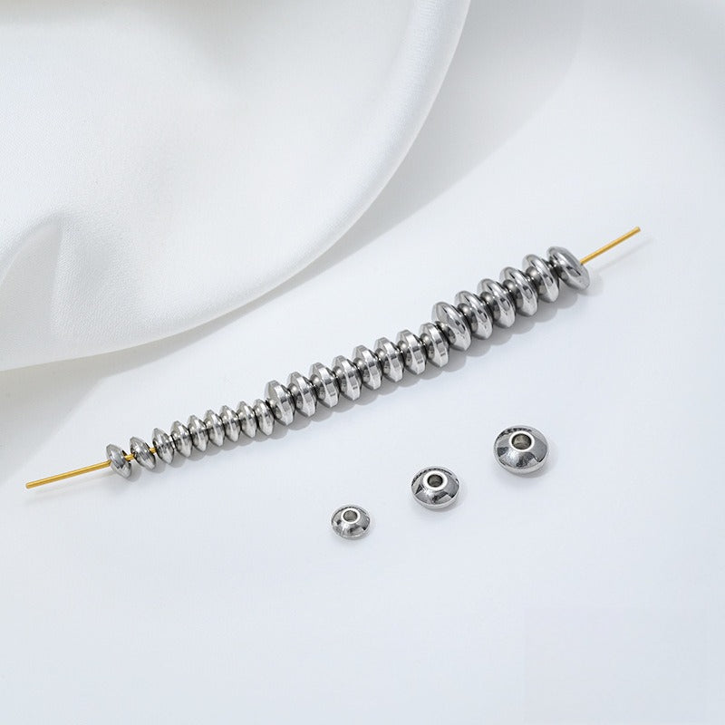Tarnish-Resistant Titanium Steel Spacer Beads | Stainless Steel Jewelry Making Supplies (Abacus/Flying Saucer Shape)