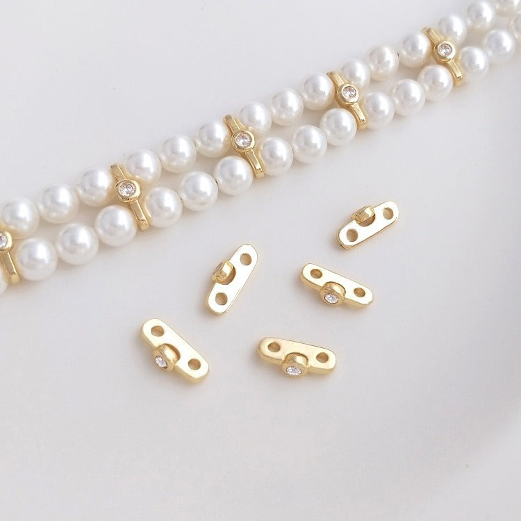 14K Gold Filled Double-Hole CZ Spacer Beads