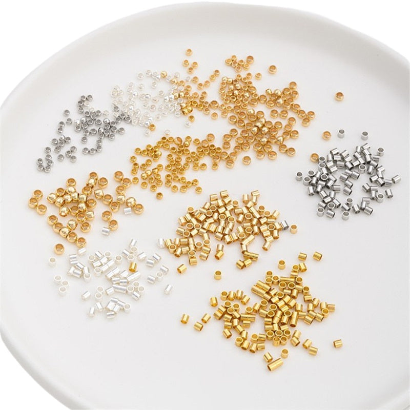 14K gold-wrapped DIY accessories, color-preserving positioning tube, positioning beads, manual fixing, steel wire, fishing line, bracelet, necklace, ending buckle.